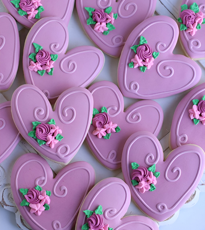 كعكات القلوب الأنيقة باللون الأرجواني