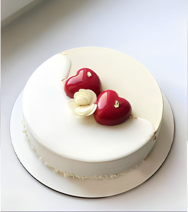 كعكة القلوب الحمراء