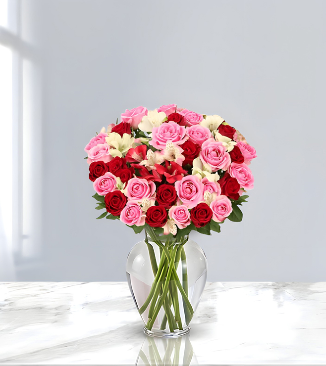 باقة زهور وردية