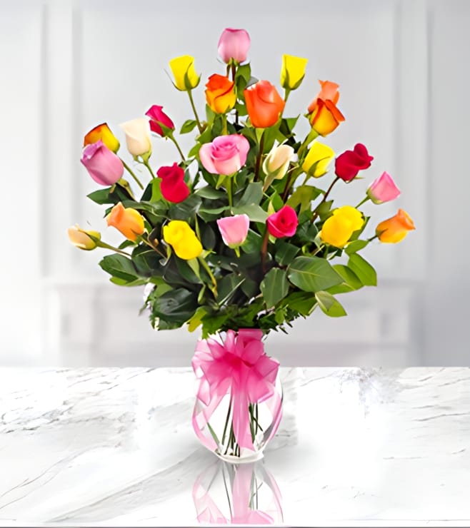 باقة ورود بألوان الحب