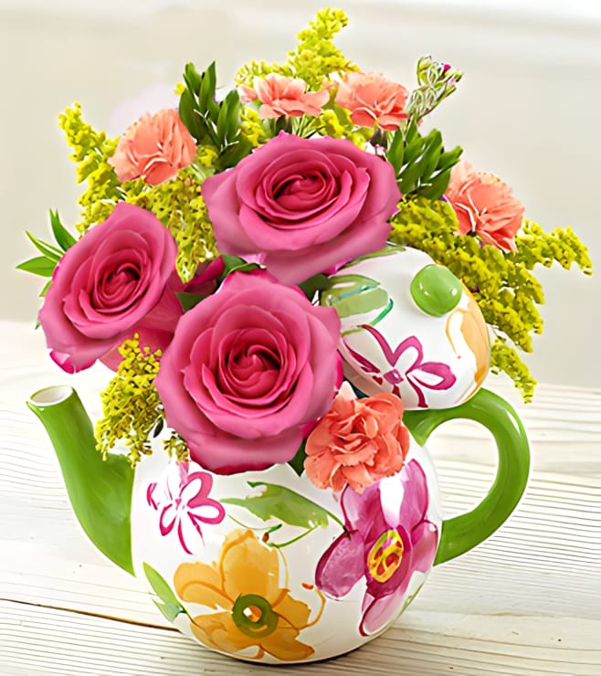 حفلة شاي دافئة، ورود