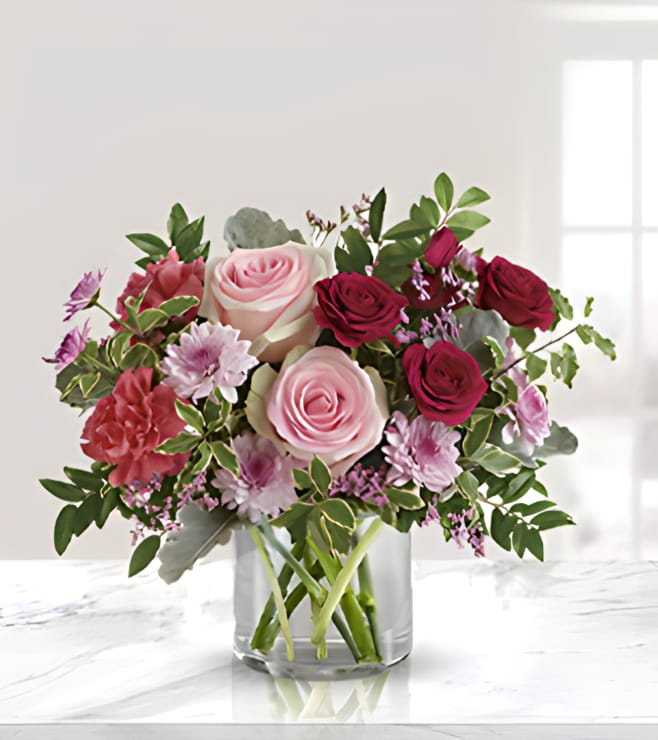 باقة زهور وردية