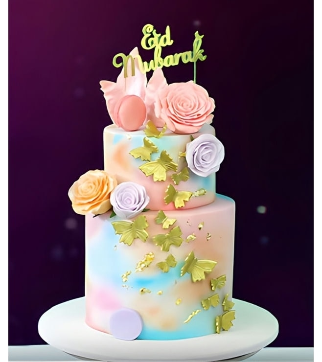 كعكة عيد الفراشات المتلألئة