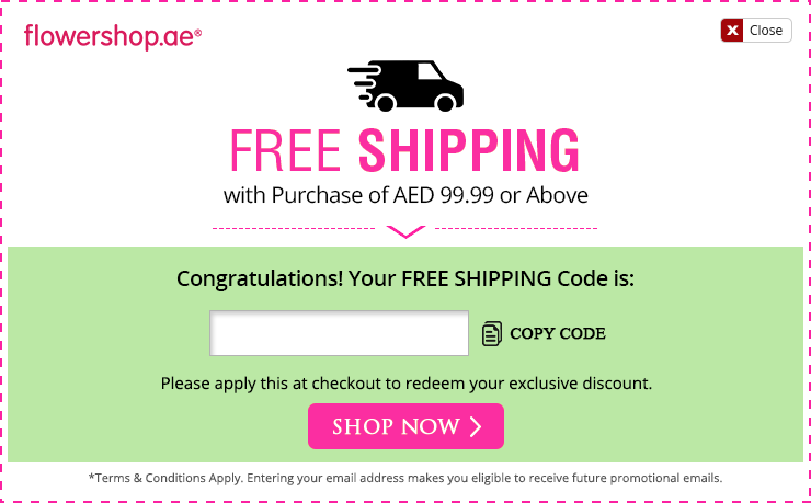 free shipping code flowershop.ae