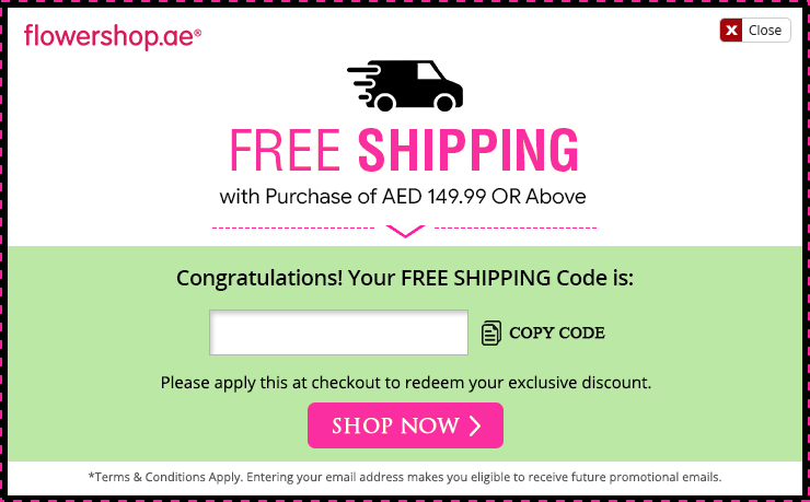 free shipping code flowershop.ae