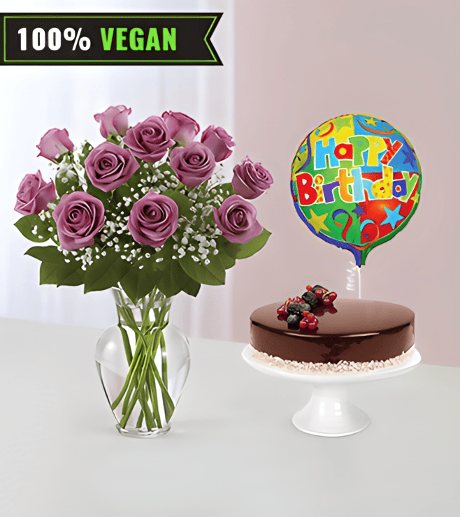Lavender Wishes Vegan Chocolate Cake Bundle, 1-Hour Gift Delivery