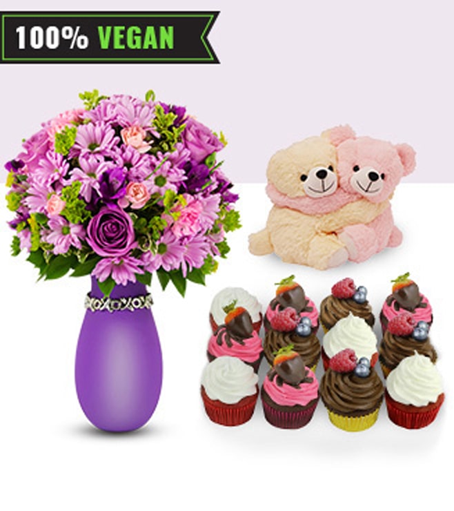 You & Me - Lovely Bouquet, Vegan Cupcakes, Teddy Bears, Vegan Cakes