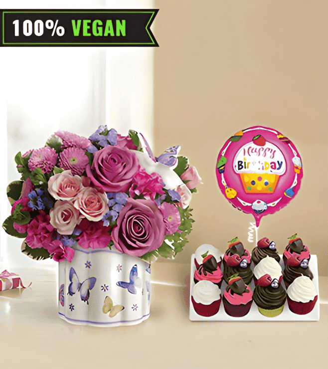 Field Of Butterflies Vegan Cupcake Bundle, Eggless - Dairy-Free | Cakes