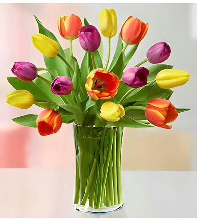 Assorted 15 Tulips, Orange