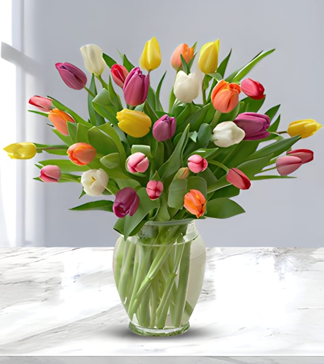 Radiant Tulip Bouquet, Yellow