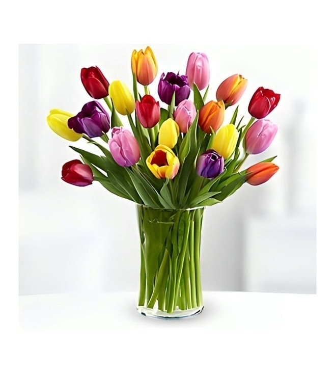 Vibrant Tulip Bouquet, Red