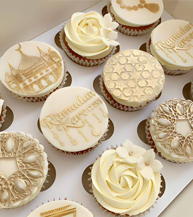 Golden Glitter Ramadan Cupcakes