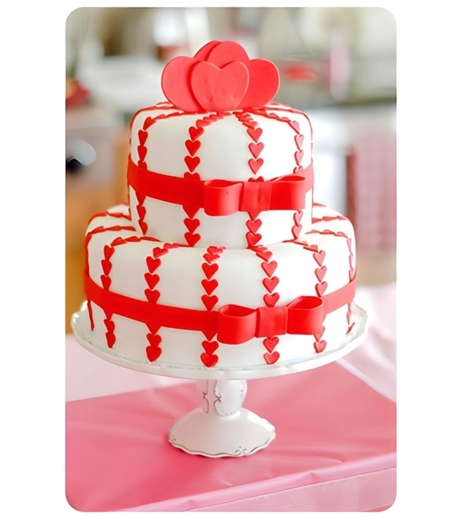 Parade of Hearts Double Tiered Cake