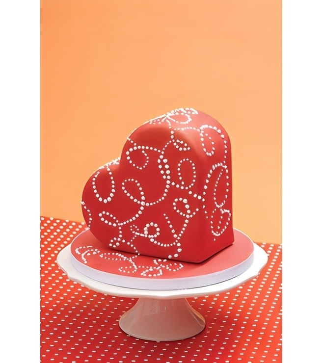 Elegant Beaded Heart Cake