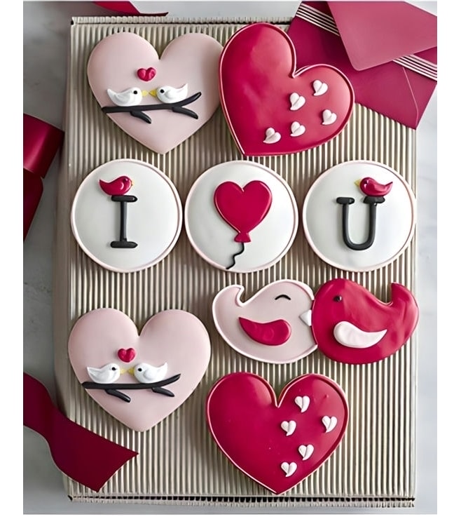 Pink Lovebirds Valentine's Cookie Box