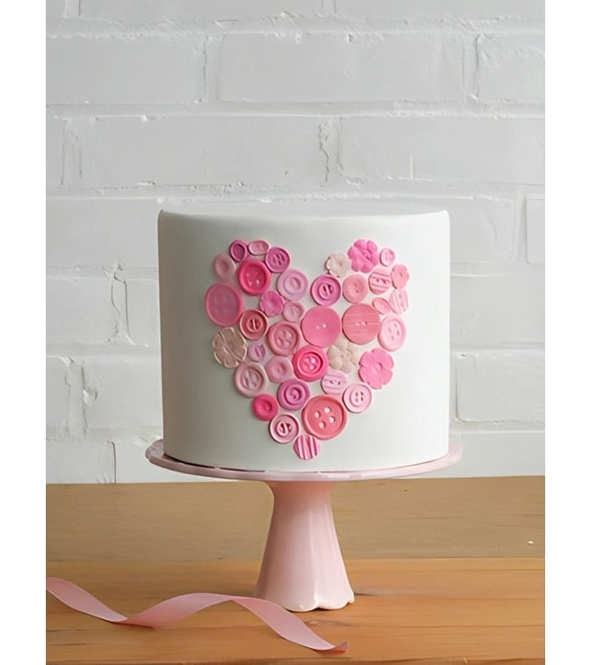 Simplistic Button Heart Cake