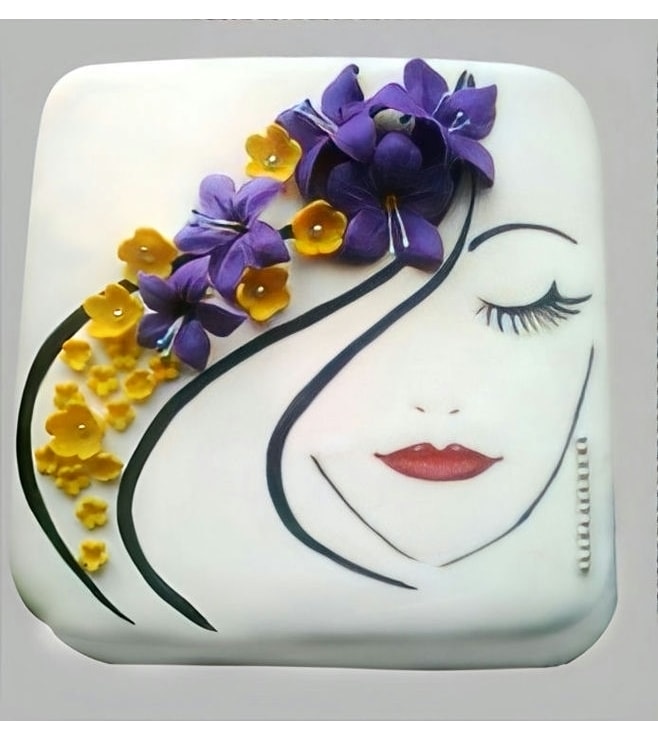 Floral Veil Women's Day Cake