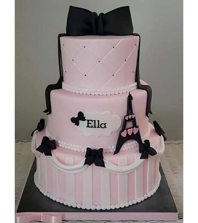 Paris in Pink Tiered Cake