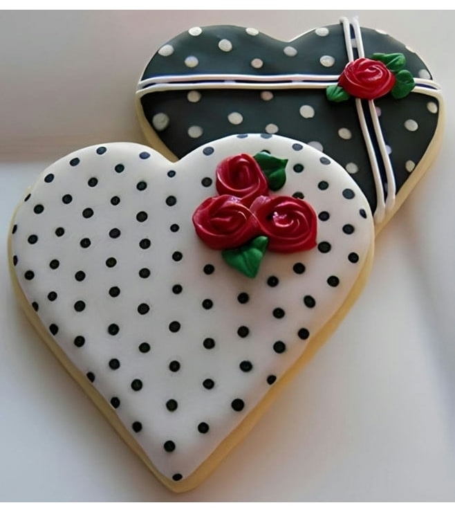 Polka Dots Heart Cookies