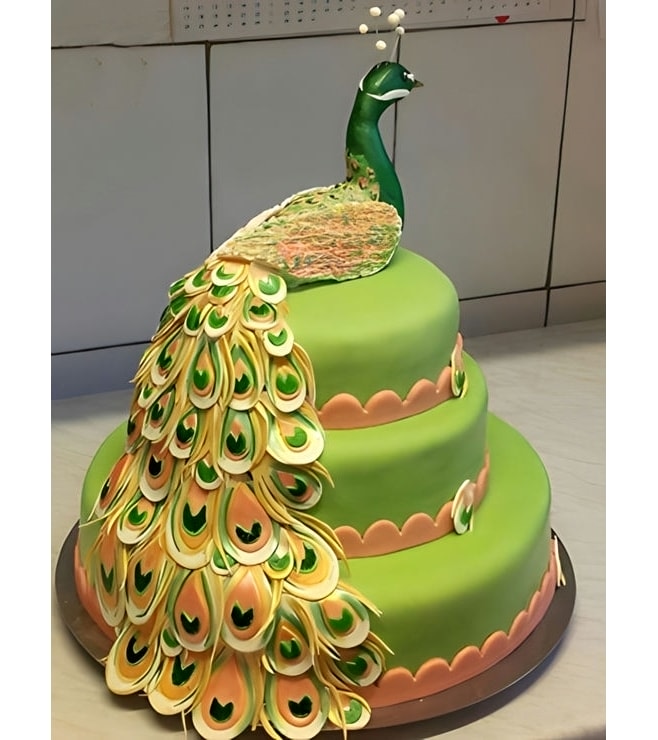 Perched Peacock Eid Cake
