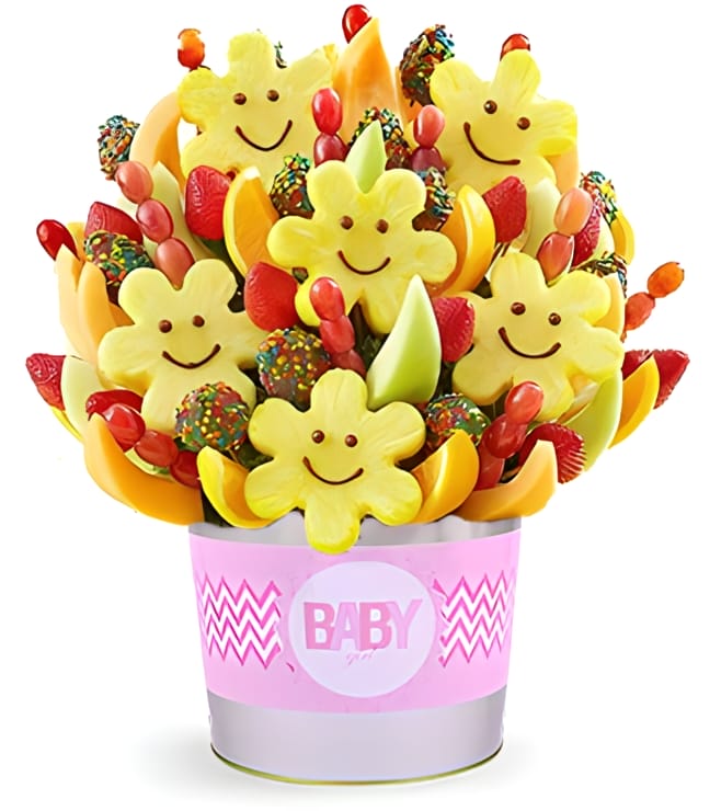 Baby Girl's Welcome Treat, Fruit Bouquets
