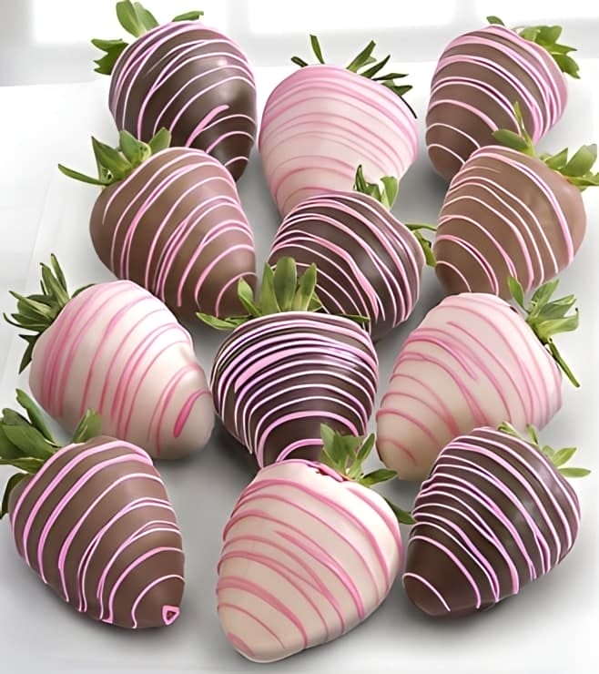 Pink Drizzles - 6 Chocolate Dipped Strawberries