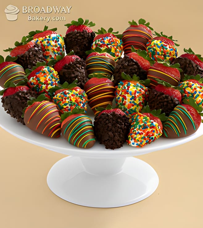'Berry' Happy Birthday - Hand Dipped Two Dozen Strawberries, Boxes of Chocolate Covered Fruit
