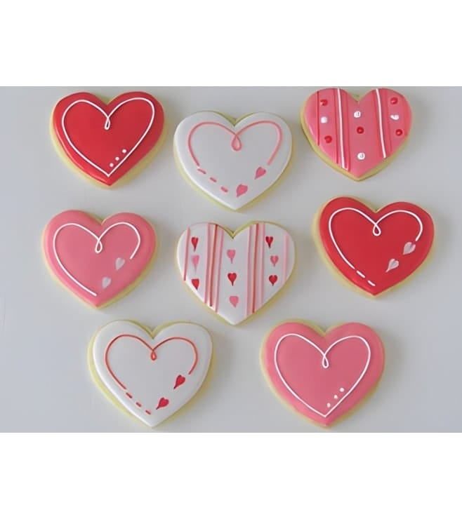 Pink & White Heart Swirls Cookies