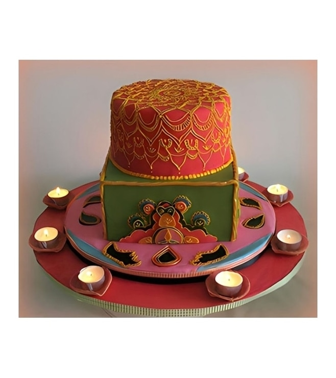 Diwali Lamps Tiered Cake