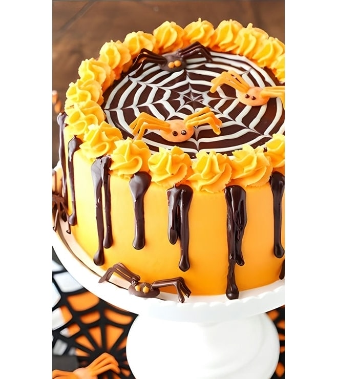 Orange Spider Web Cake