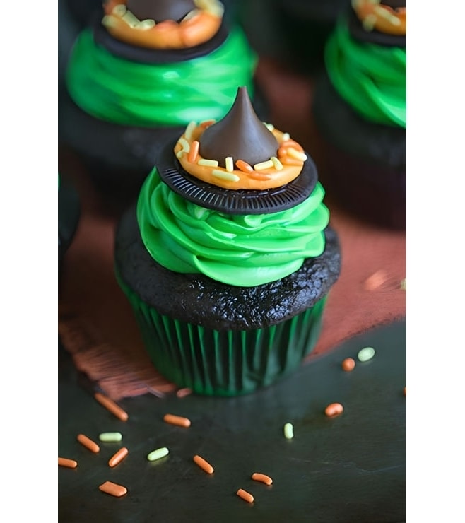 Green Goo Witch Hat Cupcakes, Halloween