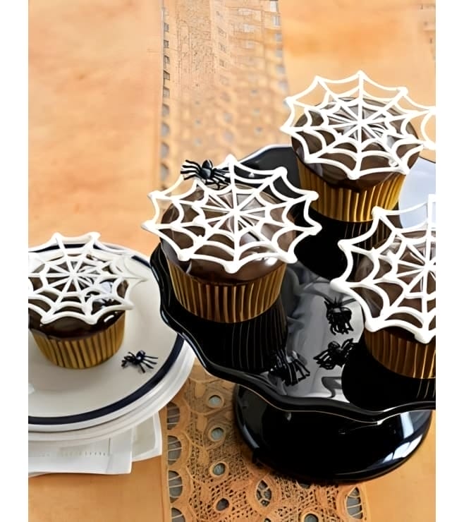 Sweet Spider Web Cupcakes