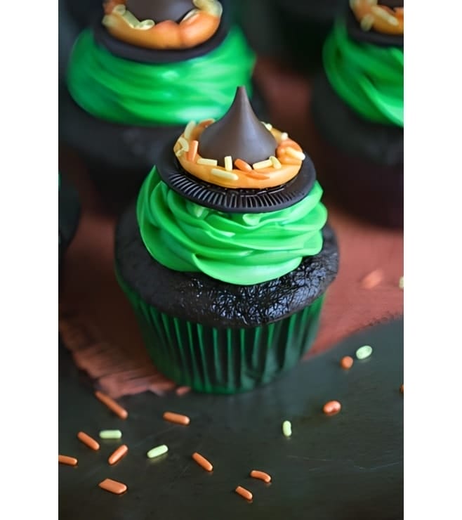 Green Goo Witch Hat Cupcakes