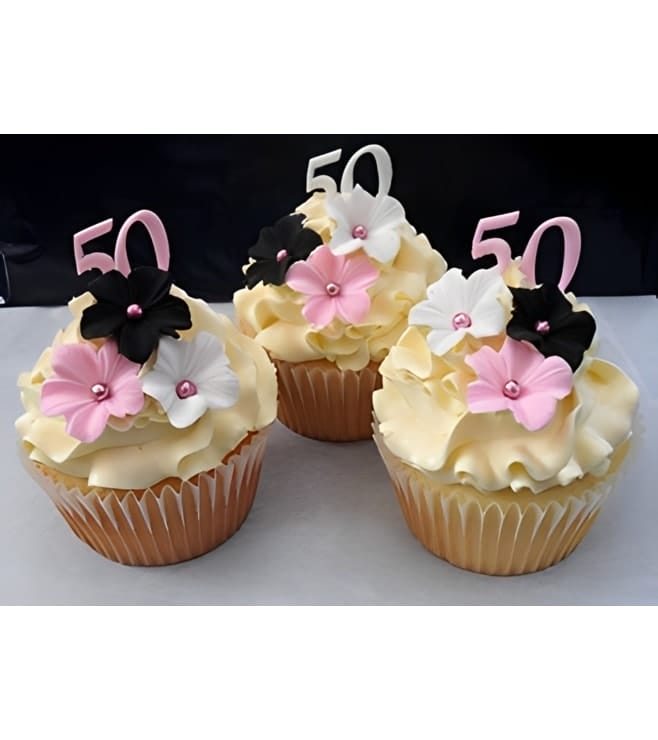 Flower Studded Birthday Cupcakes