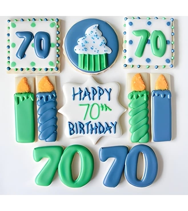 Blue & Green Birthday Cookies
