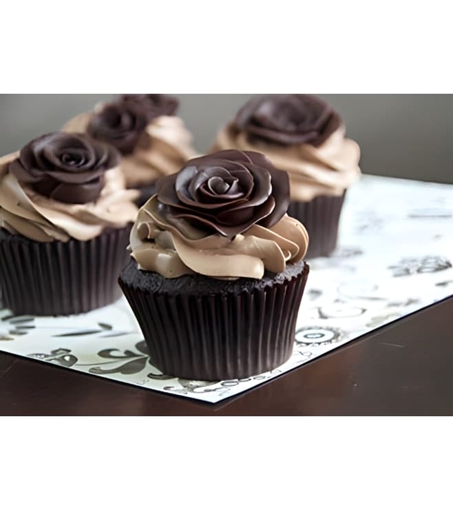 Black Rose Dozen Chocolate Cupcakes