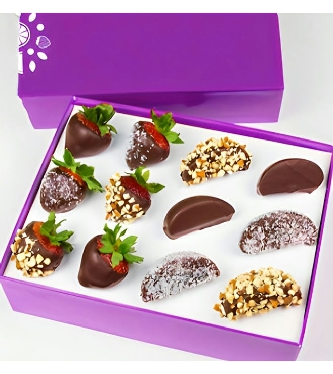 Chocolate Dipped Apples and Strawberries - Mixed Toppings Box, Gift Baskets