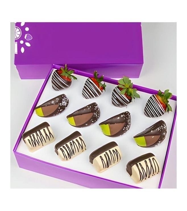 Chocolate Dipped And Swizzle Trio, Boxes of Chocolate Covered Fruit