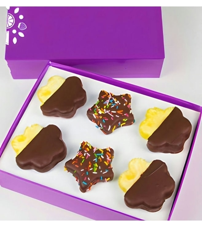 Chocolate Covered Star Pineapple and Pineapple Daisy Duo, Boxes of Chocolate Covered Fruit