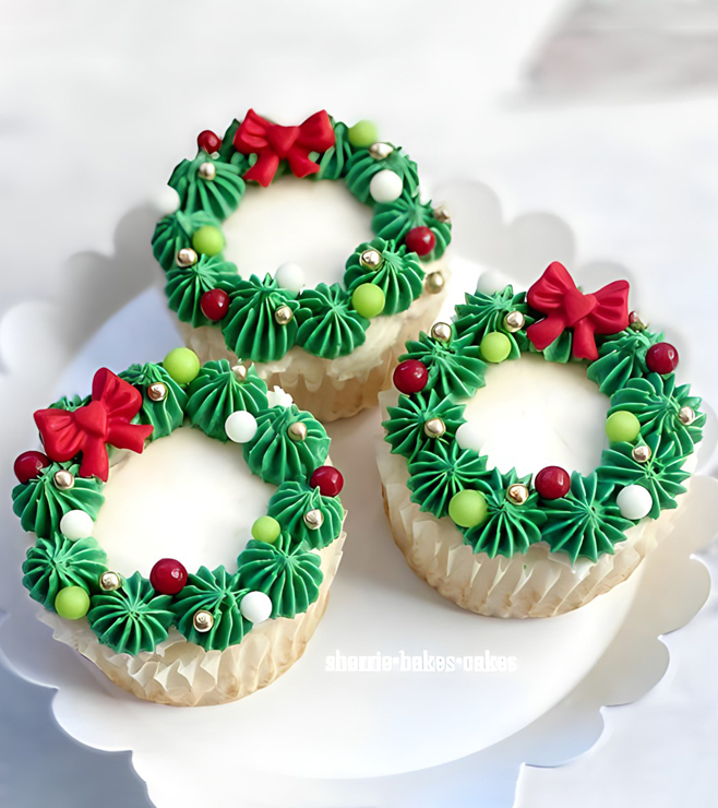 Holiday Wreath Cupcakes, Christmas Gifts