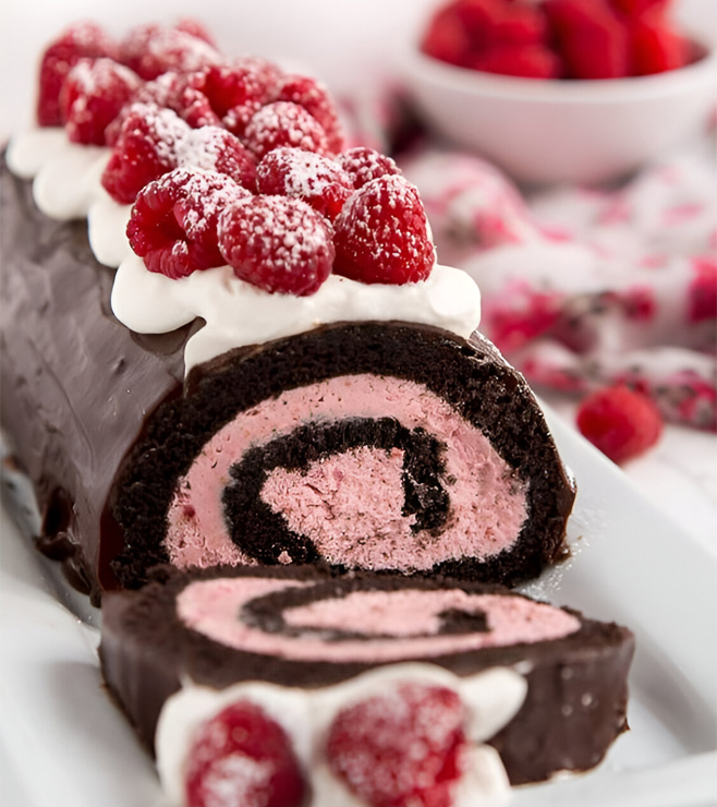 Chocolate Raspberry Cake Roll, Christmas Cakes