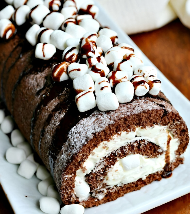 Chocolate Marshmallow Cake Roll, Christmas Cakes