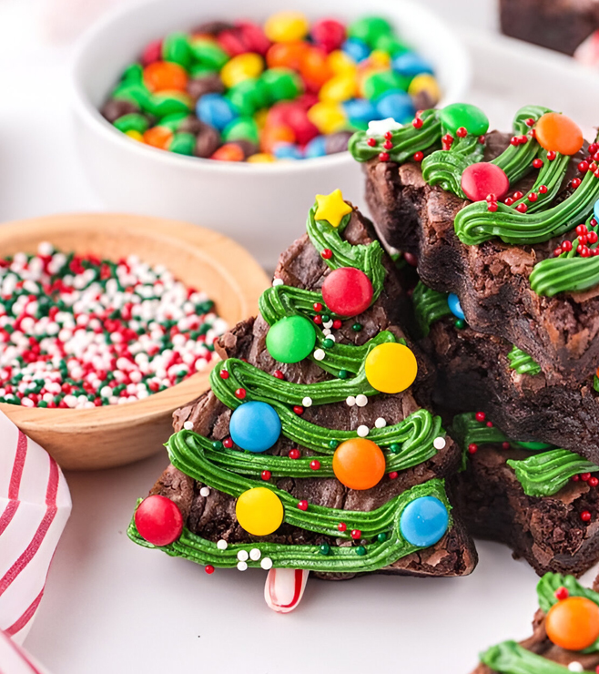Christmas Tree M&M Brownies, Brownies