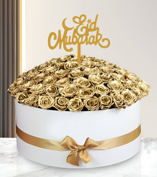 Golden Eid Rose Hatbox
