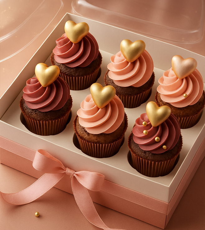 Sweet Gold Heart Cupcake, Cupcakes