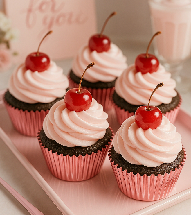 Cherry Love Notes Cupcakes