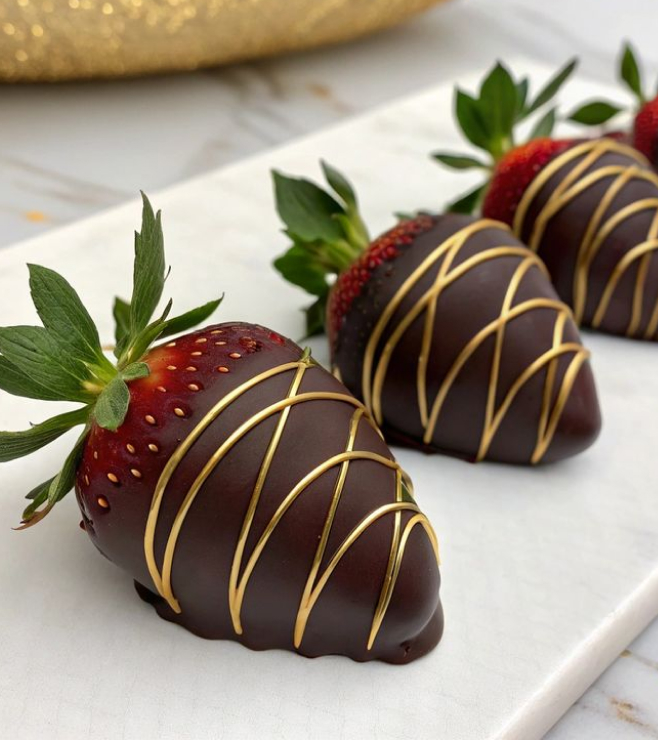 Gold-Laced Dipped Strawberries