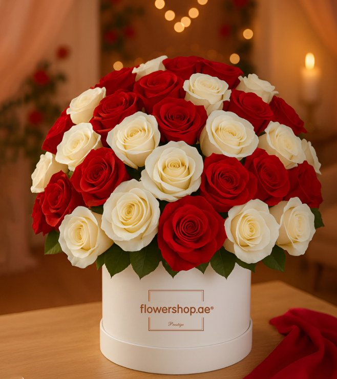 Crimson Ivory Rose Hatbox