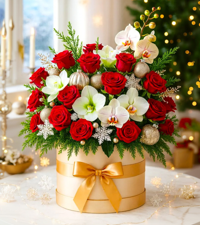 Holiday Opulence Hatbox, Flowers