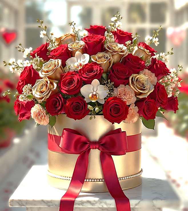Valentine’s Charm Hatbox, Flowers